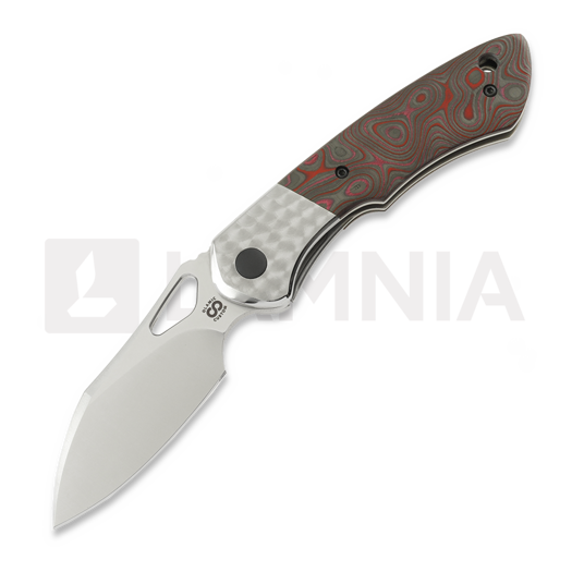 Saliekams nazis Olamic Cutlery WhipperSnapper BL, Jeweled Titanium & Red Swirl Carbon Fiber