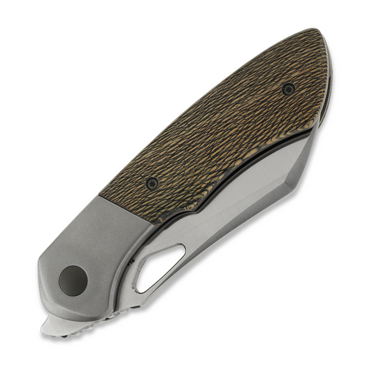 Olamic Cutlery WhipperSnapper BL Wharncliffe, Light Blast Ti Bolsters