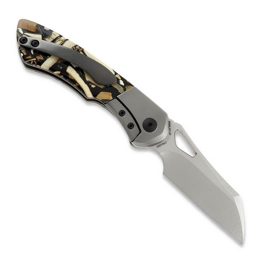 Olamic Cutlery WhipperSnapper BL Wharncliffe, Light Blast Ti, Mammoth Ivory