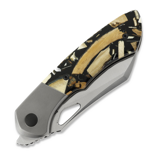 Olamic Cutlery WhipperSnapper BL Wharncliffe, Light Blast Ti, Mammoth Ivory