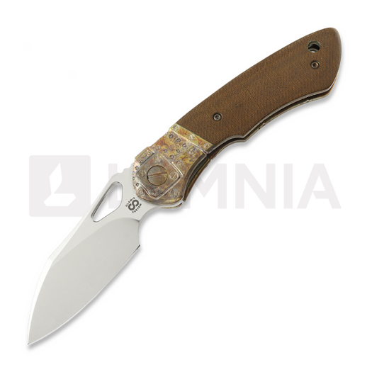 Couteau pliant Olamic Cutlery WhipperSnapper BL Wharnfoot, Space Trash Antique Micarta
