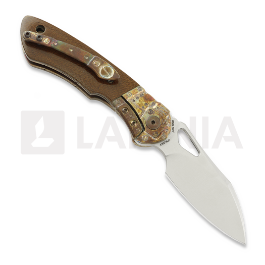 Couteau pliant Olamic Cutlery WhipperSnapper BL Wharnfoot, Space Trash Antique Micarta