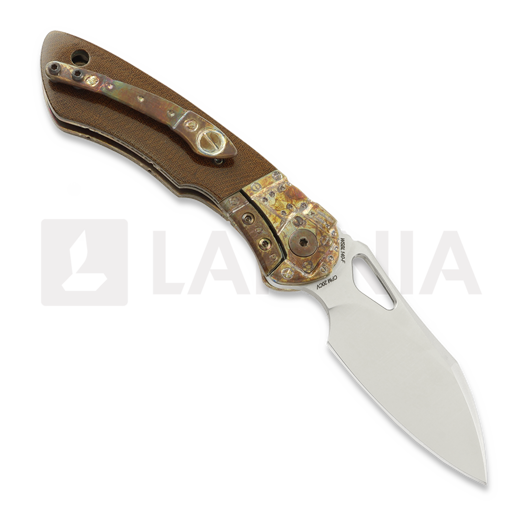 Couteau pliant Olamic Cutlery WhipperSnapper BL Wharnfoot, Space Trash Antique Micarta