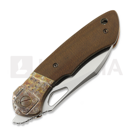 Couteau pliant Olamic Cutlery WhipperSnapper BL Wharnfoot, Space Trash Antique Micarta