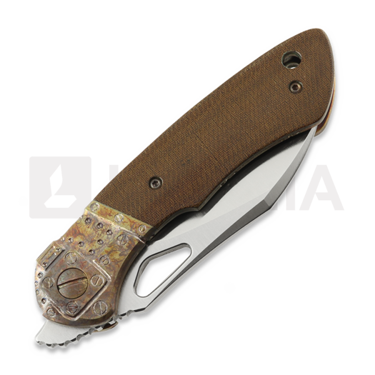 Couteau pliant Olamic Cutlery WhipperSnapper BL Wharnfoot, Space Trash Antique Micarta
