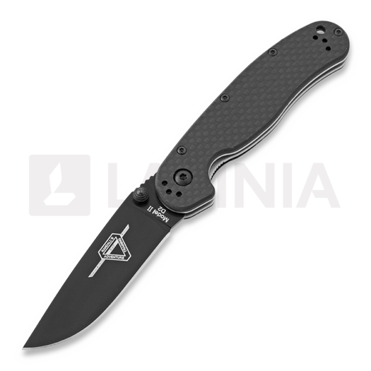 Ontario RAT-2 D2 Carbon Fibre CF 접이식 나이프, 검정 8834