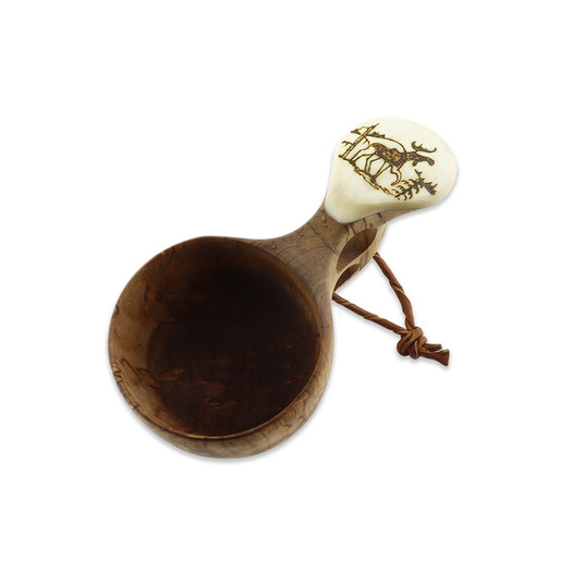 Pahantekijä Pellosta Moose Antler Kuksa, Curly, animals, 2 holes