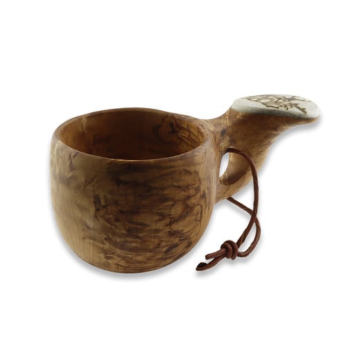 Pahantekij&auml; Pellosta Moose Antler Kuksa, Curly, tanned reindeer, 1 hole