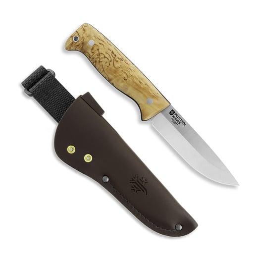Peltonen Knives M07 Full Tang, curly birch, brown leather sheath