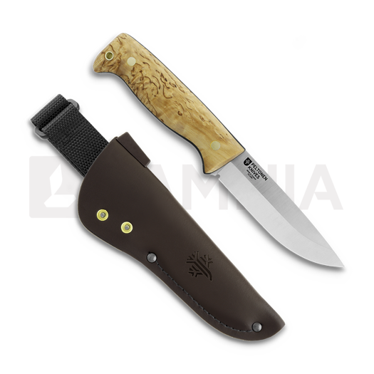 Peltonen Knives M07 Full Tang, curly birch, brown leather sheath