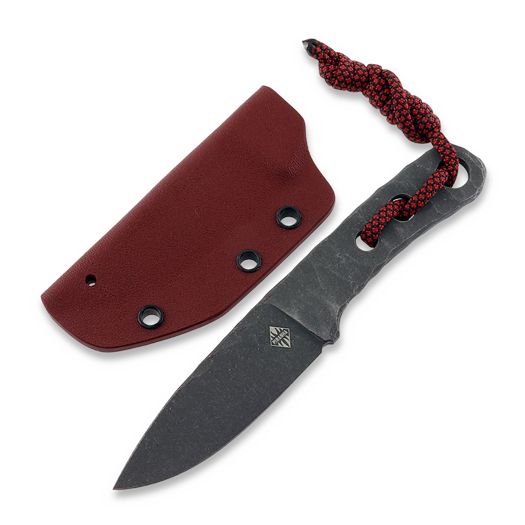 Piranha Knives Skeleton Necker veitsi, red kydex