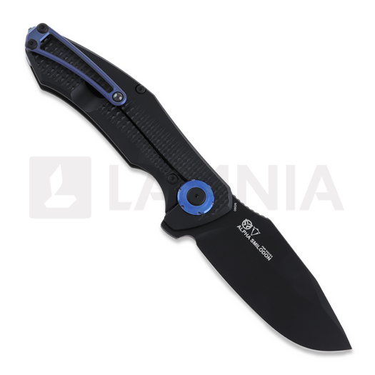 PMP Knives Alpha Smilodon Black/Blue sulankstomas peilis