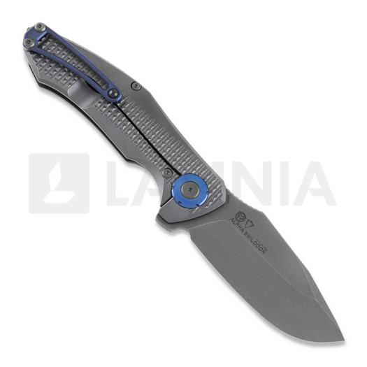 PMP Knives Alpha Smilodon Gray/Blue sulankstomas peilis