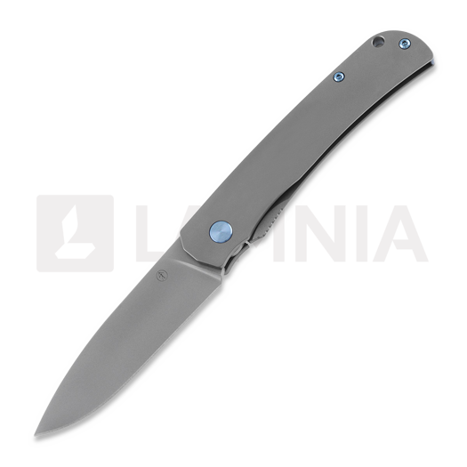 PMP Knives User II Silver folding knife, Blue accents