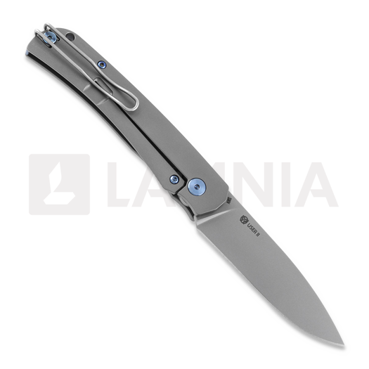 PMP Knives User II Silver folding knife, Blue accents