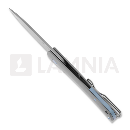 PMP Knives User II Silver folding knife, Blue accents