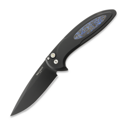 Pro-Tech Cambria Flipper DLC 접이식 나이프, TechnoCarbon Blue Inlay CF2103-LTDTCBLUE