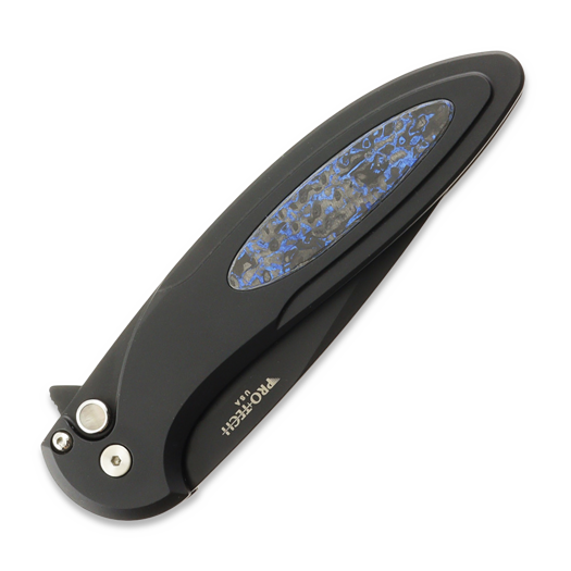 Pro-Tech Cambria Flipper DLC k&auml;&auml;nt&ouml;veitsi, TechnoCarbon Blue Inlay CF2103-LTDTCBLUE