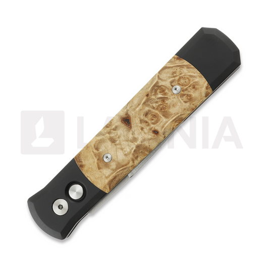 Coltello pieghevole Pro-Tech Godfather Satin, Black Aluminum & Maple Burl 906-SATIN