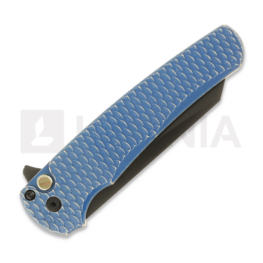 Pro-Tech Malibu k&auml;&auml;nt&ouml;veitsi, Blue Battleworn Dragon Scale Aluminum, DLC 5436-BWBLUELTD