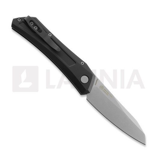 Pro-Tech Oligarch sulankstomas peilis, Black Aluminum, Stonewash DS101