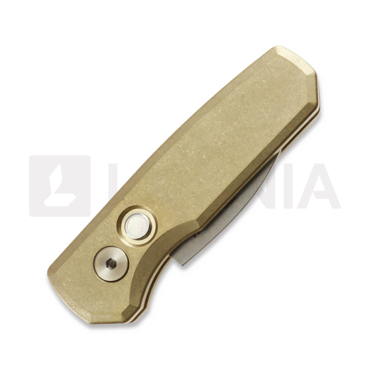 Pro-Tech Runt 5 Stonewashed Wharncliffe 折り畳みナイフ, AlBronze R5310