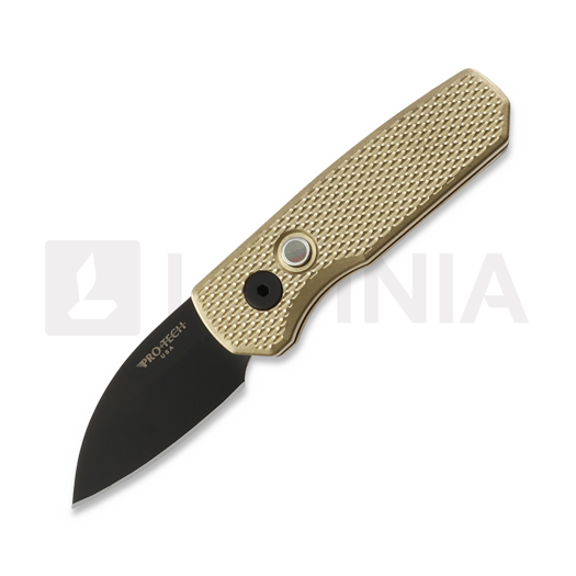 Pro-Tech Runt 5 Stonewashed Wharncliffe folding knife, Textured, AlBronze R5313