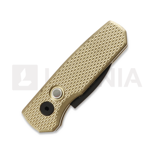 Pro-Tech Runt 5 Stonewashed Wharncliffe 折り畳みナイフ, Textured, AlBronze R5313