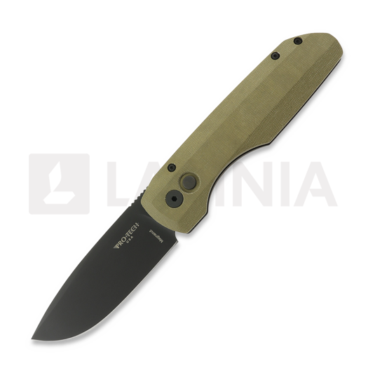 Pro-Tech Synapse 접이식 나이프, Black Aluminum/Green Micarta, DLC VERO1213-GRNMIC
