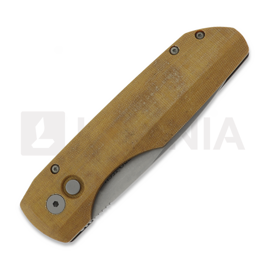 Pro-Tech Synapse Black Aluminum & Natural Micarta sulankstomas peilis, Stonewash VERO1211-NATURALLINEN