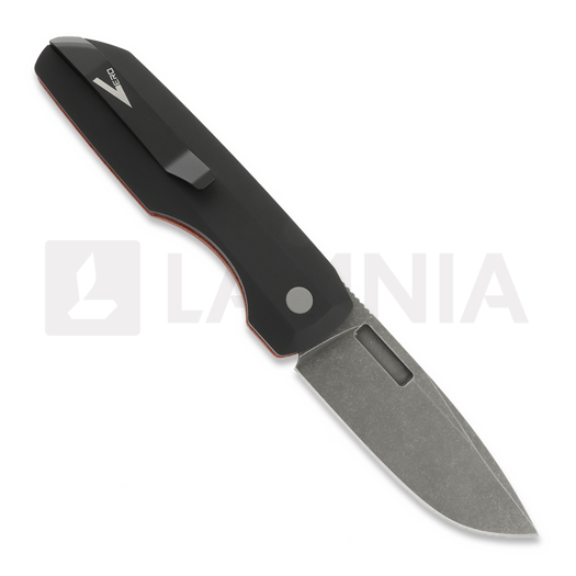 Pro-Tech Synapse Black Aluminum & Red Micarta sulankstomas peilis, Acid Washed VERO1211-AWREDLINEN