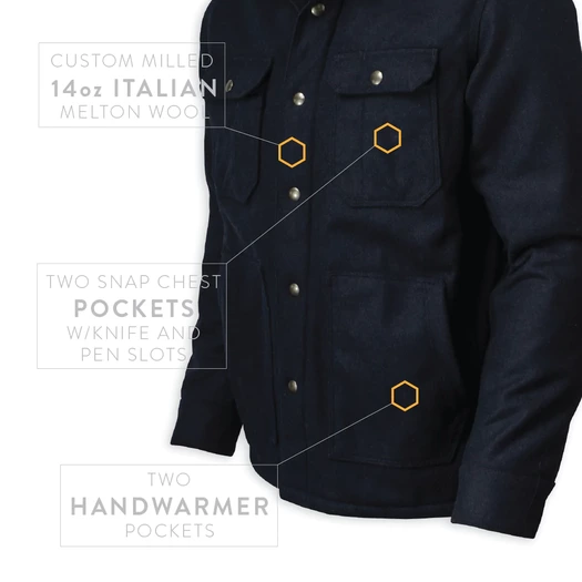 Prometheus Design Werx Shearling Mountain Jacket - Navy Blue