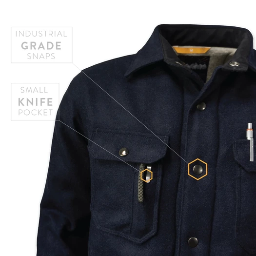 Prometheus Design Werx Shearling Mountain Jacket - Navy Blue