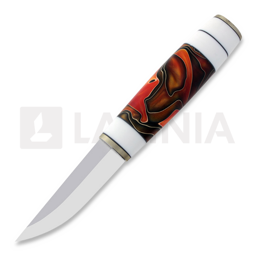 Puukkopaja Jaska Nukari Akryylipuukko knife, white/laava