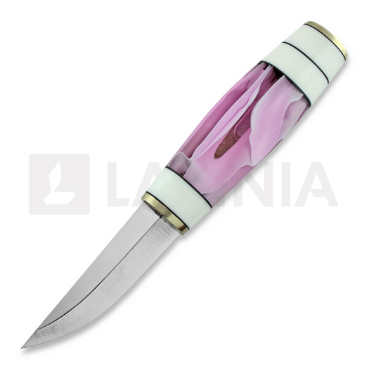 Нож Puukkopaja Jaska Nukari Akryylipuukko, white/rose