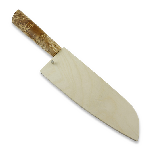 Chef&acute;s knife Puukkopaja Jaska Nukari Santoku, X-cut curly birch