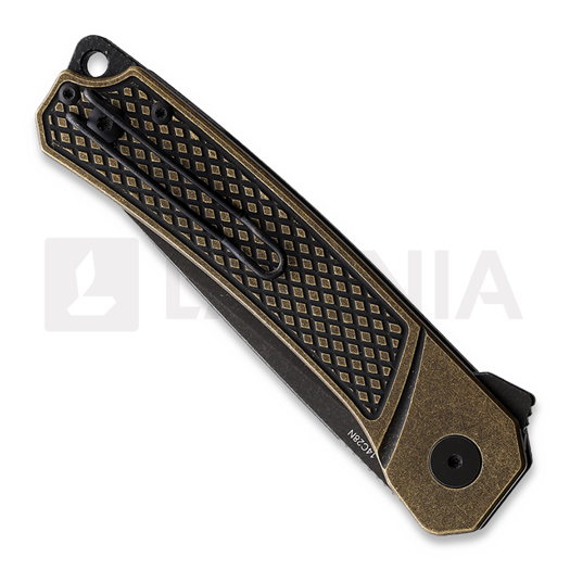 QSP Knife Osprey Linerlock Brass Black sulankstomas peilis