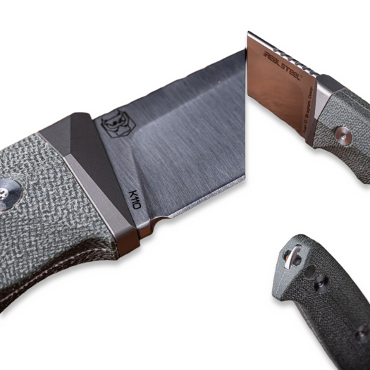 RealSteel Black Thorn Green Micarta Satin with titanium bolster kniv 3621GM