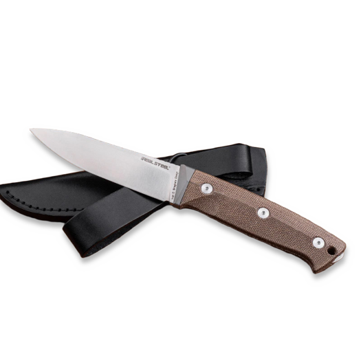 Coltello RealSteel Black Thorn Natural Micarta Satin with titanium bolster 3621NM