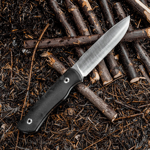 RealSteel Bushcraft Plus II Convex peilis, Black G-10, Satin 3721C