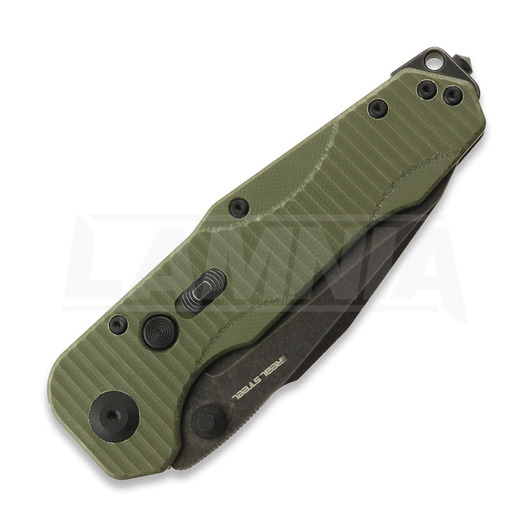 RealSteel Evolution Ironclad Drop Point, Green G-10, Blackwash 7911BG