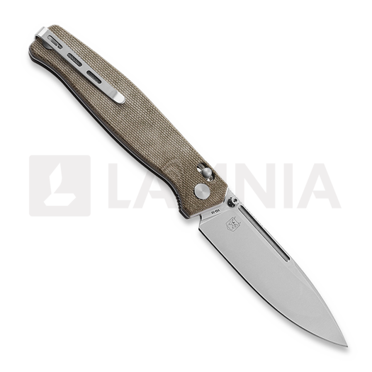 RealSteel Huginn sulankstomas peilis, Green Micarta 7651GM