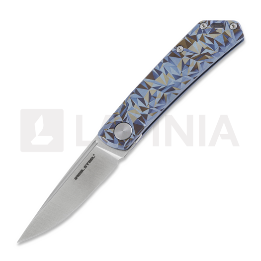 RealSteel Luna Ti-Patterns 접이식 나이프, blue geometry 7001-TC3