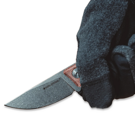 RealSteel Receptor kniv, Natural Micarta, Stonewash 3552NM