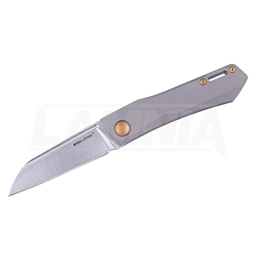 RealSteel Solis 접이식 나이프, Titanium, Golden hardware/Satin 7062G