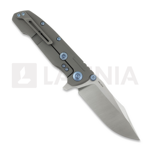 Coltello pieghevole Reate 9D-V2, Titanium/Blue Hardware, Satin