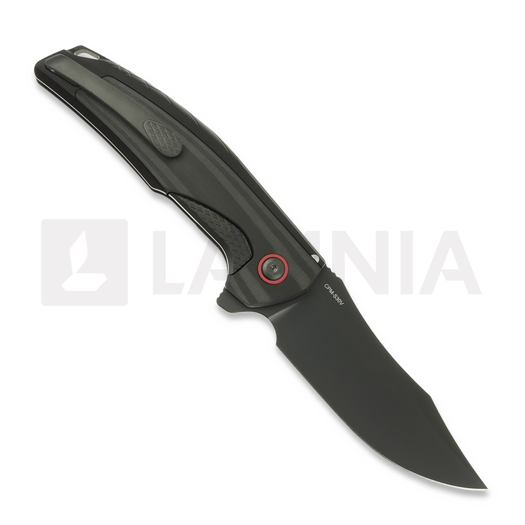 Coltello pieghevole Reate Jack Jr., Black Aluminum/Red Collar, Black DLC