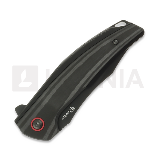 Coltello pieghevole Reate Jack Jr., Black Aluminum/Red Collar, Black DLC