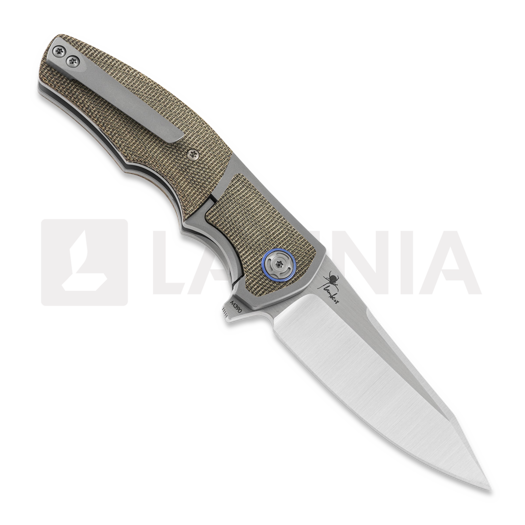 Reate Mini Crossroads sulankstomas peilis, Green Micarta