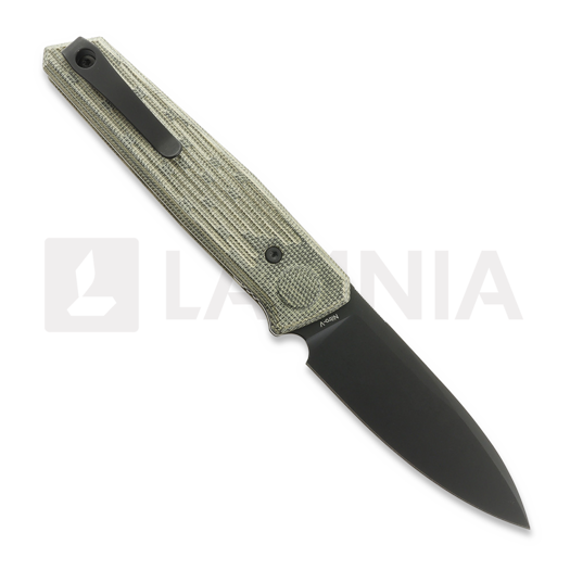 Reate PL-6 sulankstomas peilis, Green/Black Micarta, Black PVD